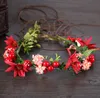 Red fruits, flowers, women, green leaves, hair bands, brides, ornaments and accessories.