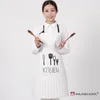 新しいデザインの女性男性エプロンレストランホームビブコットンキッチンエプロンホワイトアベンタルアダルトワークパーティーバーベキューエプロン料理クリーニング