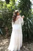 Erstaunliche Spitze Plus Size Brautkleider aus der Schulter Halbarm böhmischen Brautkleider eine Linie Quaste Boho Robe De Mariée