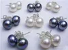 전체 16pcs 8 페어 8-9mm 화이트 블랙 Akoya 교양 진주 925 Silver Earring202y