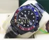 Luksusowy zegarek Nowy Styl Stal nierdzewna z powłoką Blue Red 40mm 116710 Ceramiczna Bezel Automatyczne Mechaniczne Mężczyźni Zegarki Najwyższej Jakości