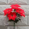 2018 100pcs Röd Populära Konstgjorda Plastic Poinsettias Blommor Centerpiece Bouquet Christmas Home Decor Hristmas Tree Pendant