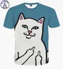 2018 Katter T-shirt Män / Kvinnor 3D-tryck Meow Star Cat Hip Hop Cartoon Tshirts Summer Tops Tees Fashion 3D T Shirts