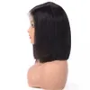 Short Bob Lace Front Wigs Middle Part Brazilian Straight Human Hair Wig For Women Natural Color 130%