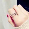 Elegancki srebrny kryształowy cyrkon motyl otwarty regulowany pierścionek Pierścień Pierście