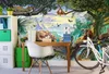 papel de parede Senza soluzione di continuità su larga scala murale 3D Foto personalizzata murale Carta da parati verde foresta flusso acqua cascata mondo animale per bambini