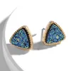 Druzy Drusy Orecchini placcati oro Triangolo Geometria Pietra Orecchini Regalo di Natale