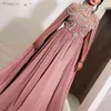 Платья арабского шифона длинные вечерние платья элегантные для женщин знаменитости Дубай Caftan Crystal Scipser High шеи выпускные формальные платья