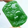 Natural Verde Jade Pingente Colar Porco Chinês Zodíaco Amuleto Lucky Pingente Coleção Verão Ornamentos Natural de Pedra Gravura