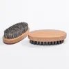 Nieuw Zwijn Haar Bristle Beard Snor Borstel Militaire Hard Ronde Houten Handvat Anti-Statische Peach Comb Hairdressing Tool for Men Hot Gift