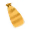 Menschliche Haarwebart gerade gelbe Farbe 3Pics Gelbe Haarbündel mit Spitze frontal Schließung seidige gerade Bündel indische Haare spinnt