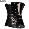 Corsets and bustiers waste trainer Sexy Black Steampunk PVC Vinyl Gothic Black Burlesque Underbust Size S M L XL XXL Corpete9507236