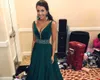 Hunter Green Prom Dresses Long With Sash Beads Sequins Chiffon Formal Dresses Evening Wear A Line Desp V Neck Cocktail Dresses Cheap HY179