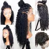 8A 360 Renda Band Wig frontal Kinky Curly Curly Brazilian Remy Cabelo Humano Completo Redonda Frontais Perucas 130% Densidade Dídeta1