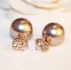 Pearl Stud Earrings Fashion Double Color Double Sided Earrings Zircon Stud Earrings Jewelry for Women Party as gift252i