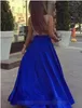 royal blue A-Line Satin V-Neck Long Elegant Prom Dress Bead Bodice Vestidos de graduacion Sexy Back Robe de bal longue Women Formal Dress