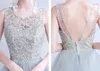2018 Vestidos de Festa Fashion Scoop Straps Back Lace Tulle Long Prom Klänningar Elegant Beading Formal Evening Party Gowns Robe de Soriee