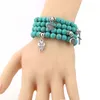 Stone Turquoise Beads strand Bracelets Owl Elephant Tree of Life Cross Palm Charm Buddha Bracelet Bangle Cuffs for Women fashion jewelry