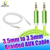 Naylon Örgülü AUX Ses Kablosu Adaptörü 3ft 1 m Stereo Jack 3.5mm Male Android Android Telefonlar için Yardımcı Tel Erkek Hoparlörler