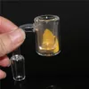 Fumar quartzo térmico banger 25mm od com balde termochromômico tubos duplos bangers cor prego mudando pregos para plataforma de óleo Bong de vidro