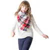 Kids Triangle Plaid Scarf Girls Boys Barn Square Grid Triangulära Scarves Vinter Pashmina Warm Shawls Cashmere Tassel Lattice Blanket