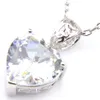 10 Pz Luckyshine Genuino Cuore Fuoco Topazio Bianco Gemme Pendenti Del Nastro Donne Festa di Nozze Cubic Zirconia Pietra Preziosa Pendenti Collane