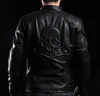 Clothing Locomotive Leather Jacket Steel Seal Skull Head Stand Collar Mad Cross Country Motorcycle Suit Jacket Brand