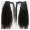 160g Cabello humano Kinky Ponytails Postizos para mujeres negras americanas afro Curly Ponytail Cordón Clip en extensión de cola de caballo