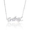 Brittney nome colar de ouro feminino personalizado placa de identificação colar letras fonte de aço inoxidável pingente personalizado placa de identificação colares, NL-2405