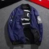 2018 NEW BOMBER JACKET MEN PILOT med lappar Grön Båda Side Wear Tunn Pilot Bomber Jacka Män Vindbrytare 4XL