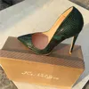 New green snake serpent with fine pointed high heeled shoes, fashion sexy, shallow party banquet shoes, custom 33-45 yards