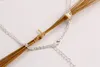 Necklaces Pendants Vintage Boho Turquoise Beads String Tassel Metal Bar Multilayer Necklace Alloy Gold Plated Long Charms Chains Necklaces