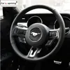 For Ford Mustang Carbon Fiber Steering Wheel Emblem 3D Car Stickers Car Styling 2015 2016 2017 Auto Accessories