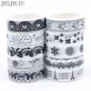 10 uds/lote cinta adhesiva blanca y negra cinta Washi japonesa decorativa papel para álbum de recortes DIY enmascaramiento de fotos 2016