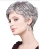 Elegant Short Synthetic Fashion Fluffy Straight Silvery Gray Wig Hair