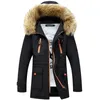 Lasperal Winter Autum Men Långärmad Zipper Hooded Overcoat Jacka Mode Plus Storlek Jacka Tjocken Big Fur Collar Parka