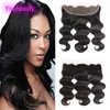 Brasiliano Human 13x4 in pizzo Frontale Wave Weaves Parte Free to Ear Virgin Hair 10-24 pollici
