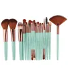 18pcs/set Fan Makeup Brushes Sets Powder Foundation Eyeshadow Brush Kits Make Up Brushes Professional Makeup Beauty Tool Free Shipping BR034