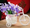 Vasi bianco triciclo bici design cesto di fiori contenitore portaoggetti festa decorazione matrimonio decorazioni per la casa bici in maglia puntelli foto sfondo