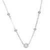 Silver Gold Rose Gold 3 Color CZ Station Opal Necklace Fine 925 Sterling Silver Jewelry Round Geometric Charm Link Chain Collar FA308D