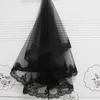 Elegant Whole New Style 2 T Women Bride Bridal Black Wedding Head Hair Lace Party Veil With Comb1446843