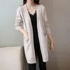 2018 Nouvelles Femmes Pull Manteau Printemps Automne Moyen-long Cardigan femme élégante poche Tricoté Survêtement mode Cape Chandail Top