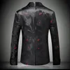 Männer Stilvolle Floral Blazer Designer Marke Slim Fit 2018 Herbst Winter Neue Smart Casual One Button Herren Schwarz Anzug Jacke 9008