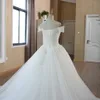 2019 echte foto's baljurk bruidsjurk vintage moslim plus size kanten trouwjurk prinses met mouwbal jurk trouwjurk308t
