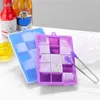 15 tragamonedas con congelación de silicona Molde de cubo de hielo DIY Pudding Jelly Maker Molde suave Cubos de hielo flexible Bandeja con tapa gota