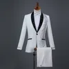 Men Formal Suits Crystals Slim Blazers Pants Suit Vocal Concert Singer Chorus Performance Costume Wedding Master Prom Compere Stage Outfits