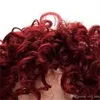 Coiffure afro percusculaire boucle courte pour femmes noires bordeaux 15 pouces vin rouges cheveux synthétiques pelucas perruque afro per7565645