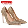 Darmowe Mody Kobiety Pompy Lady Czarny Kryształ Strass Spiczaste Toe High Heels Shoes Party Shoes 12 CM 10 cm 8 cm Buty ślubne