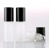 500 stks / partij 5 ml Frosted Glass Roll on Bottle 5cc Roestvrijstalen Roller Ball Essential Oil Matflessen 17 * 57mm SN1504