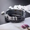 Fashion Punk Retro Multilayer Black Brown Braccialetti di fascino in pelle marrone per uomo Donna Bangles Gioielli Party Club Decor